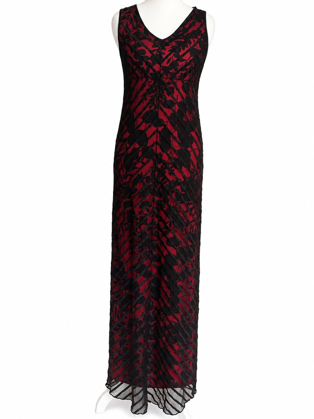 VTG 90s VIVIENNE TAM Mesh Maxi Dress Red Black Flocked Sheer Hong Kong 1 US S